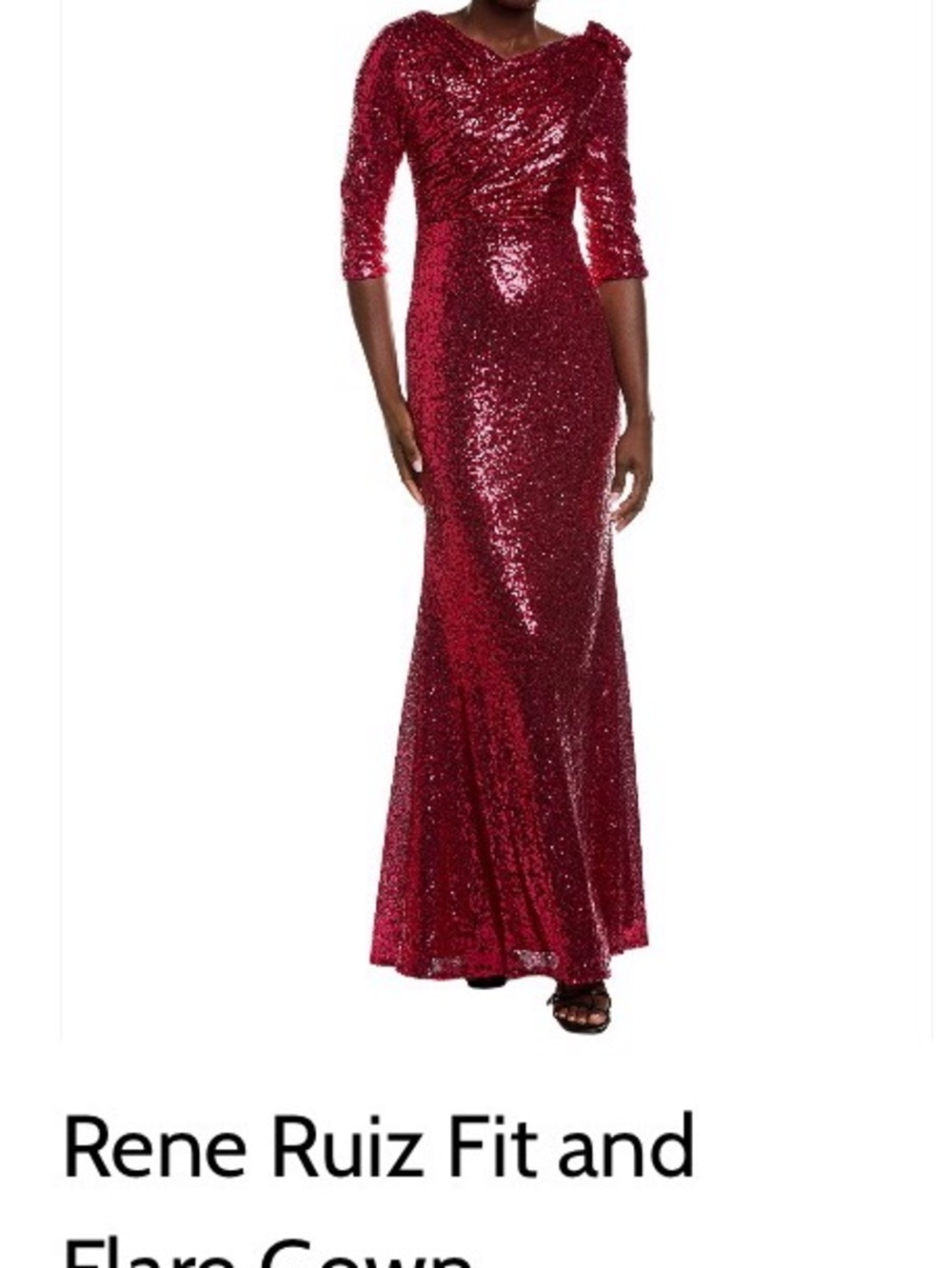 Rene Ruiz Burgundy Sequin Fit-and-Flare Maxi Gown